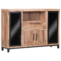 SIDEBOARD  in 160/110/43 cm  - Schwarz/Naturfarben, LIFESTYLE, Glas/Holz (160/110/43cm) - Landscape