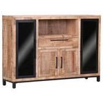 SIDEBOARD  in 160/110/43 cm  - Schwarz/Naturfarben, LIFESTYLE, Glas/Holz (160/110/43cm) - Landscape