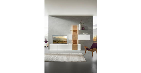 WOHNWAND  in Weiß, Eichefarben  305/190/52 cm  - Eichefarben/Weiß, Design, Holz/Holzwerkstoff (305/190/52cm) - Ambiente