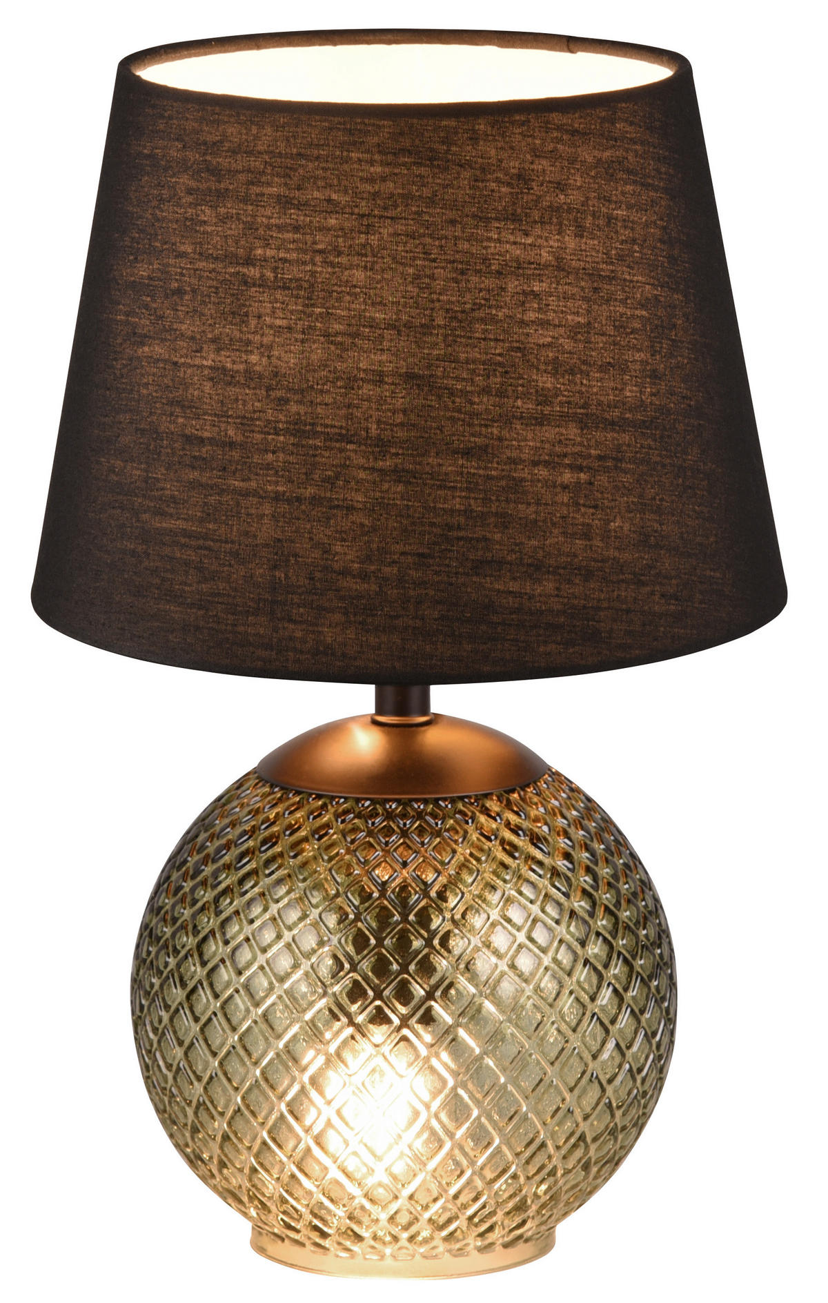 STONA LAMPA - zelena/crna, Osnovno, staklo/tekstil (18/29cm) - Novel