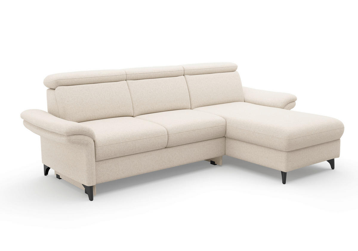 ECKSOFA GLENDALE E Creme Flachgewebe  - Creme/Schwarz, KONVENTIONELL, Textil/Metall (253/166cm) - Sit & More