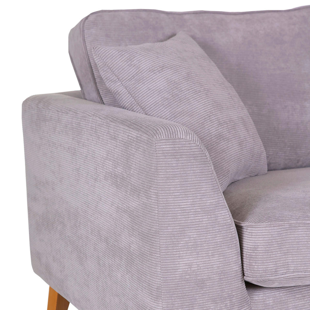 BIGSOFA in Cord Grau  - Buchefarben/Grau, Design, Holz/Textil (240/63/90cm) - MID.YOU