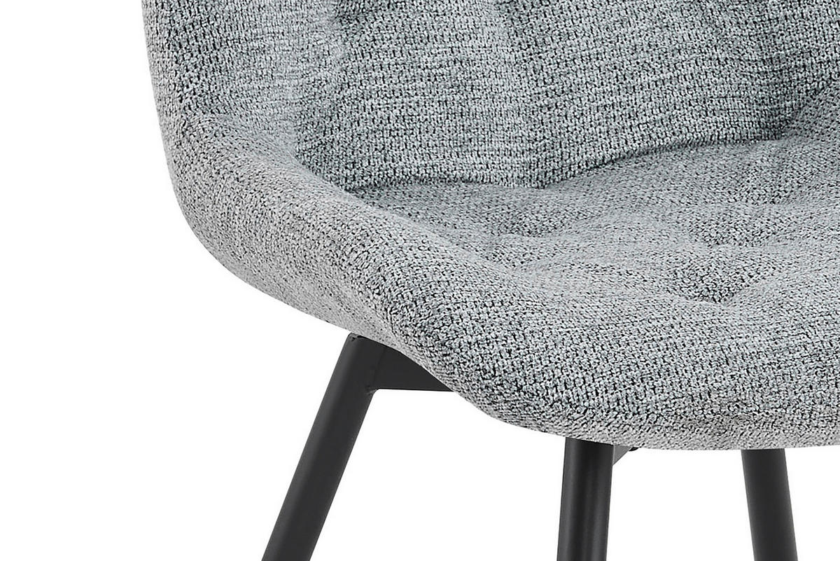 STUHL-SET 2 Stück Sitzfläche 360° drehbar, abwischbar, haustierfreundlicher Bezug Webstoff  Grau  - Schwarz/Grau, MODERN, Textil/Metall (47,5/84,5/62cm) - MID.YOU