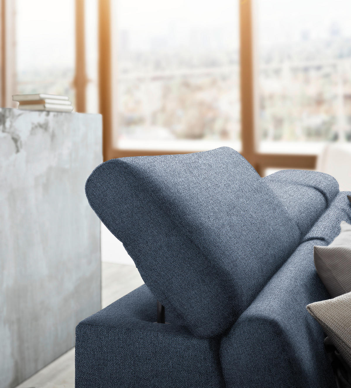 ECKSOFA inkl. Funktionen Blau Webstoff  - Blau/Silberfarben, Design, Textil/Metall (250/167cm) - Xora