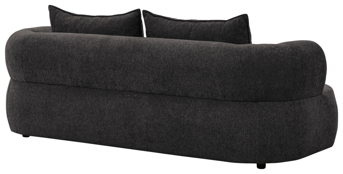 3-SITZER-SOFA in Chenille Schwarz  - Schwarz, Design, Kunststoff/Textil (200/76/96cm) - Livetastic
