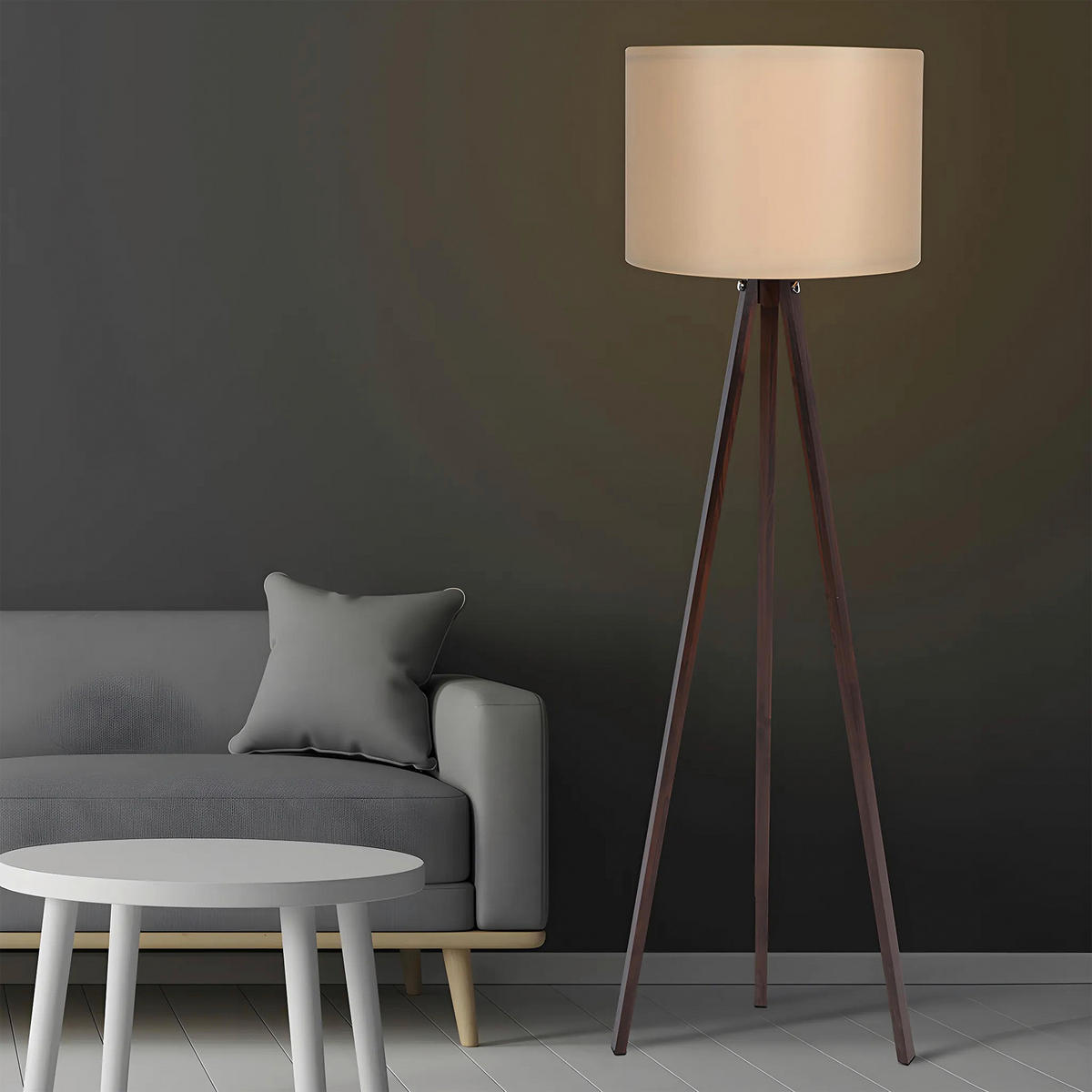 STEHLEUCHTE 38/145 cm    - Walnussfarben, Design, Holzwerkstoff/Kunststoff (38/145cm) - P & B