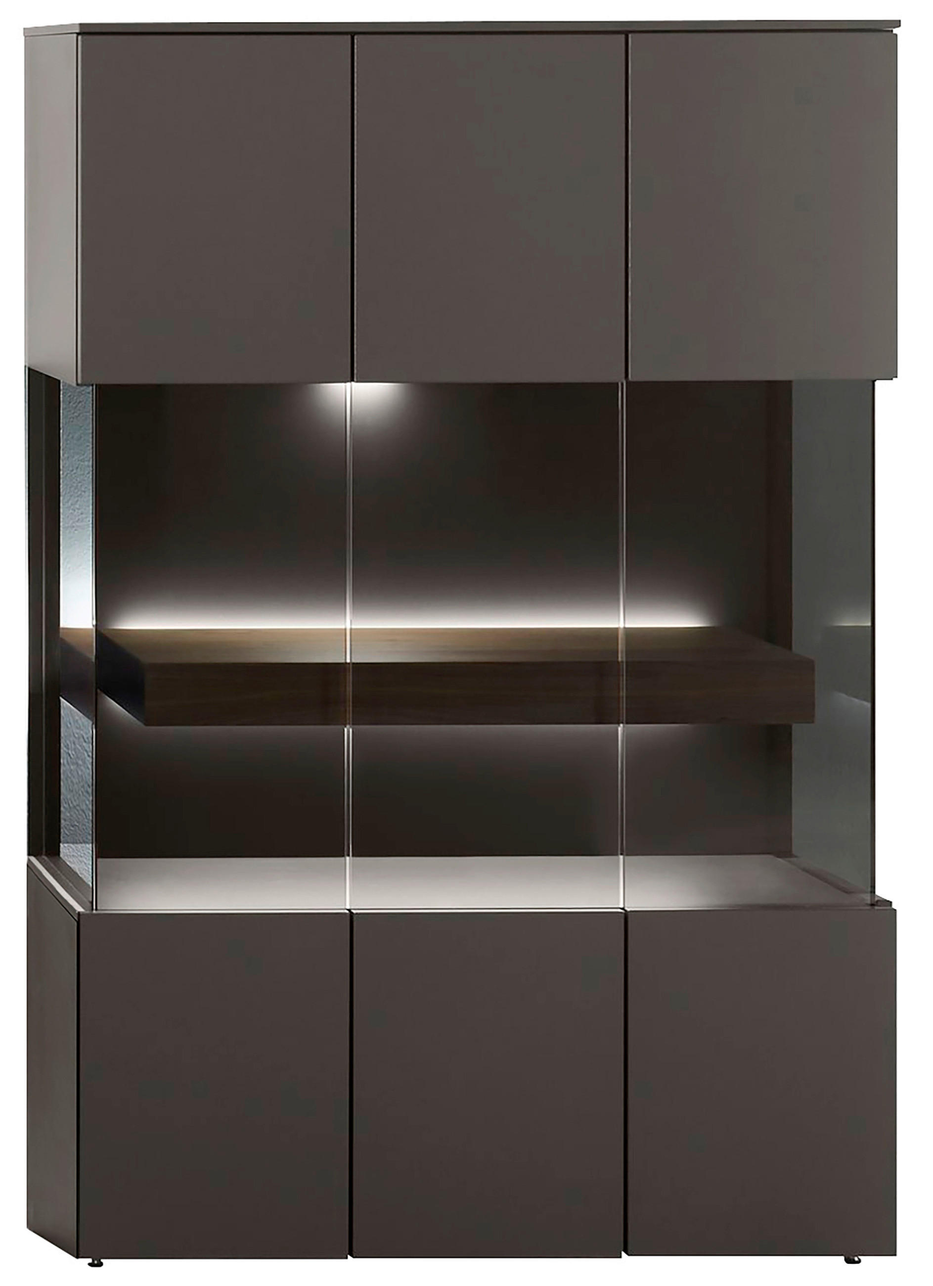 VITRINA,  - barve skrilavca, Design, steklo/leseni material (90,3/137,7/42,4cm) - Moderano