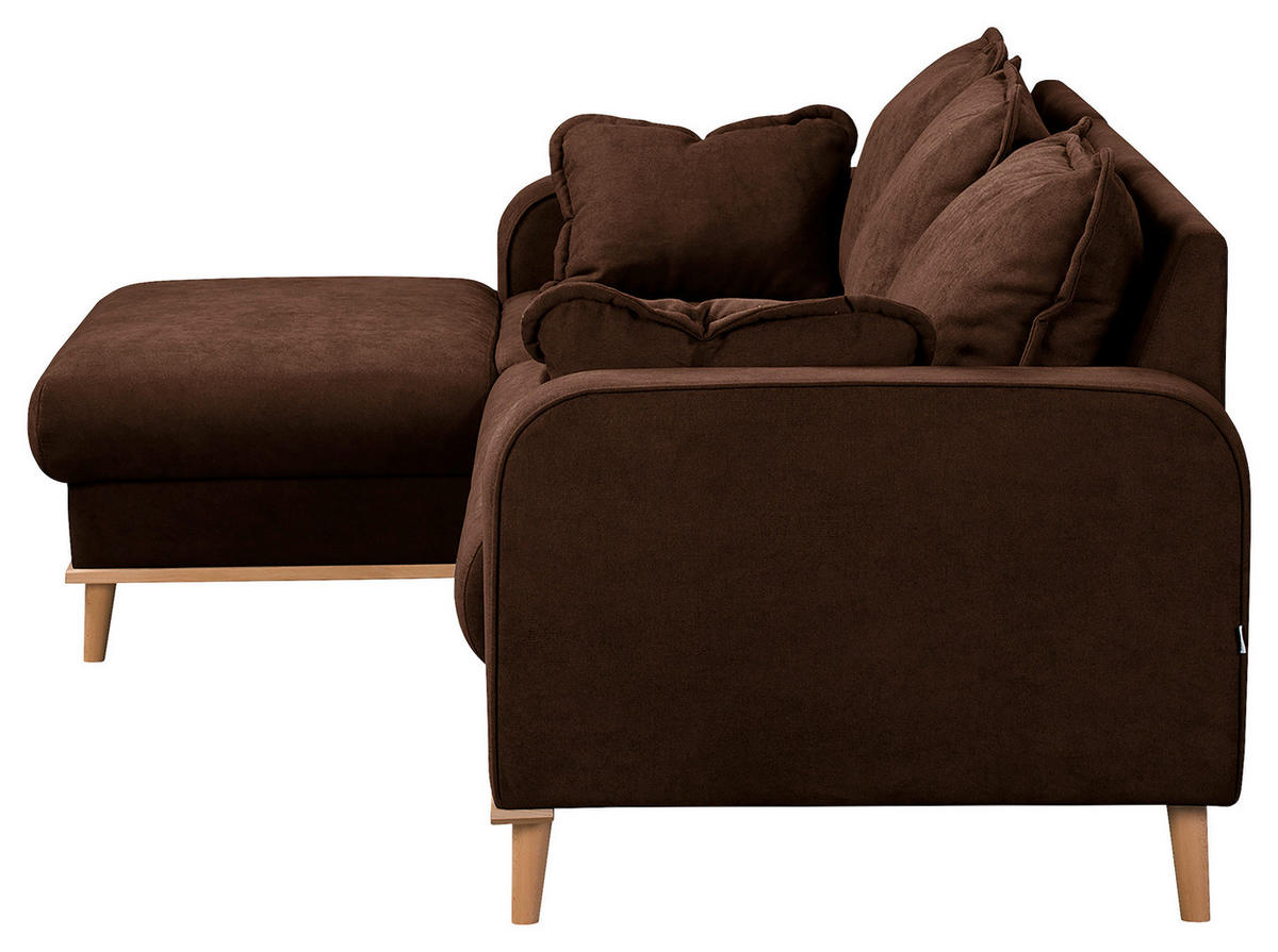 ECKSOFA in Mikrofaser Braun  - Wengefarben/Braun, Design, Holz/Textil (150/230cm) - Livetastic