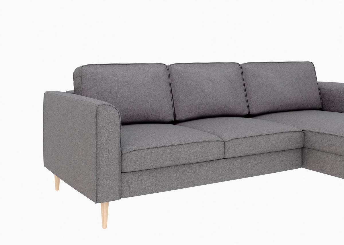 ECKSCHLAFSOFA  mit Bettkasten erhältlich, Sitzqualitäten, Schlafen auf Sitzhöhe, Bettfunktion erhältlich, Rücken echt, Armteil links, Armteil rechts Struktur Anthrazit  - Anthrazit/Buchefarben, MODERN, Holz/Textil (232/161cm) - Trendmanufaktur