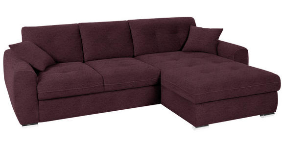 ECKSOFA in Mikrofaser Dunkelrot  - Chromfarben/Dunkelrot, MODERN, Kunststoff/Textil (276/193cm) - Hom`in