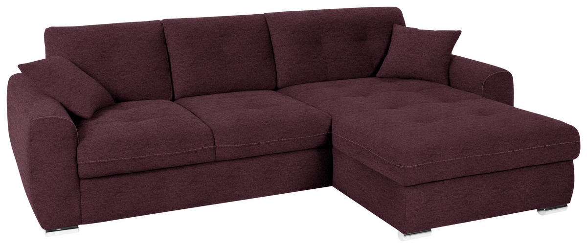 ECKSOFA in Mikrofaser Dunkelrot  276/193 cm  - Chromfarben/Dunkelrot, MODERN, Kunststoff/Textil (276/193cm) - Hom`in