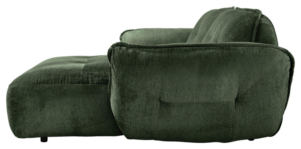 ECKSOFA in Chenille Dunkelgrün  - Dunkelgrün/Schwarz, Modern, Kunststoff/Textil (269/184cm) - Trendmanufaktur