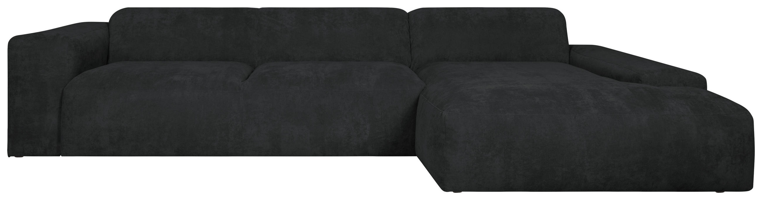 ECKSOFA HANNAH Schwarz Cord  - Schwarz, Design, Kunststoff/Textil (343/170cm) - MID.YOU