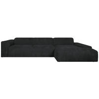 ECKSOFA HANNAH Schwarz Cord  - Schwarz, Design, Kunststoff/Textil (343/170cm) - MID.YOU