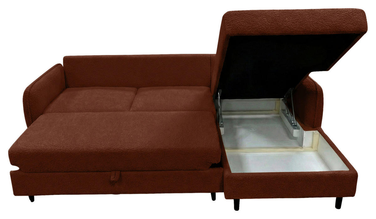 ECKSOFA LAPIT Rot Chenille Zierkissen, Rückenkissen, Bettkasten  - Rot/Schwarz, Design, Holz/Textil (240/170cm) - MID.YOU
