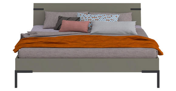 BETT 180/200 cm,  in Grau, Grün  - Schwarz/Grau, Design, Metall (180/200cm) - Xora