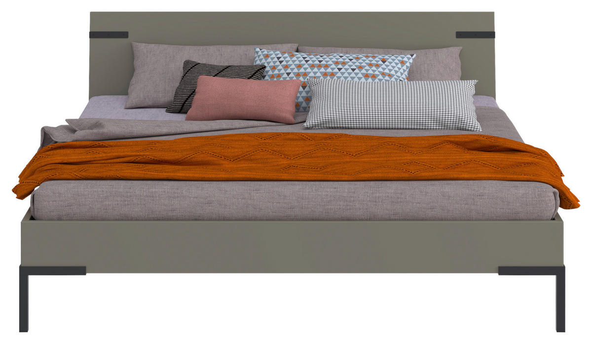 BETT 180/200 cm,  in Grau, Grün  - Schwarz/Grau, Design, Metall (180/200cm) - Xora