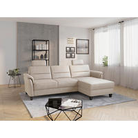 ECKSOFA PALMERA V Beige Mikrofaser Kopfstütze, Liegefläche im Originalstoff  - Wengefarben/Beige, KONVENTIONELL, Holz/Textil (244/163cm) - Sit & More