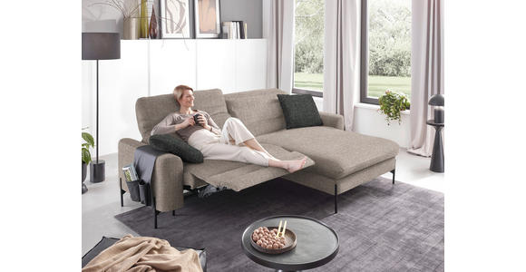 ECKSOFA in Flachgewebe Hellbraun  - Hellbraun/Schwarz, Design, Textil/Metall (252/191cm) - Dieter Knoll