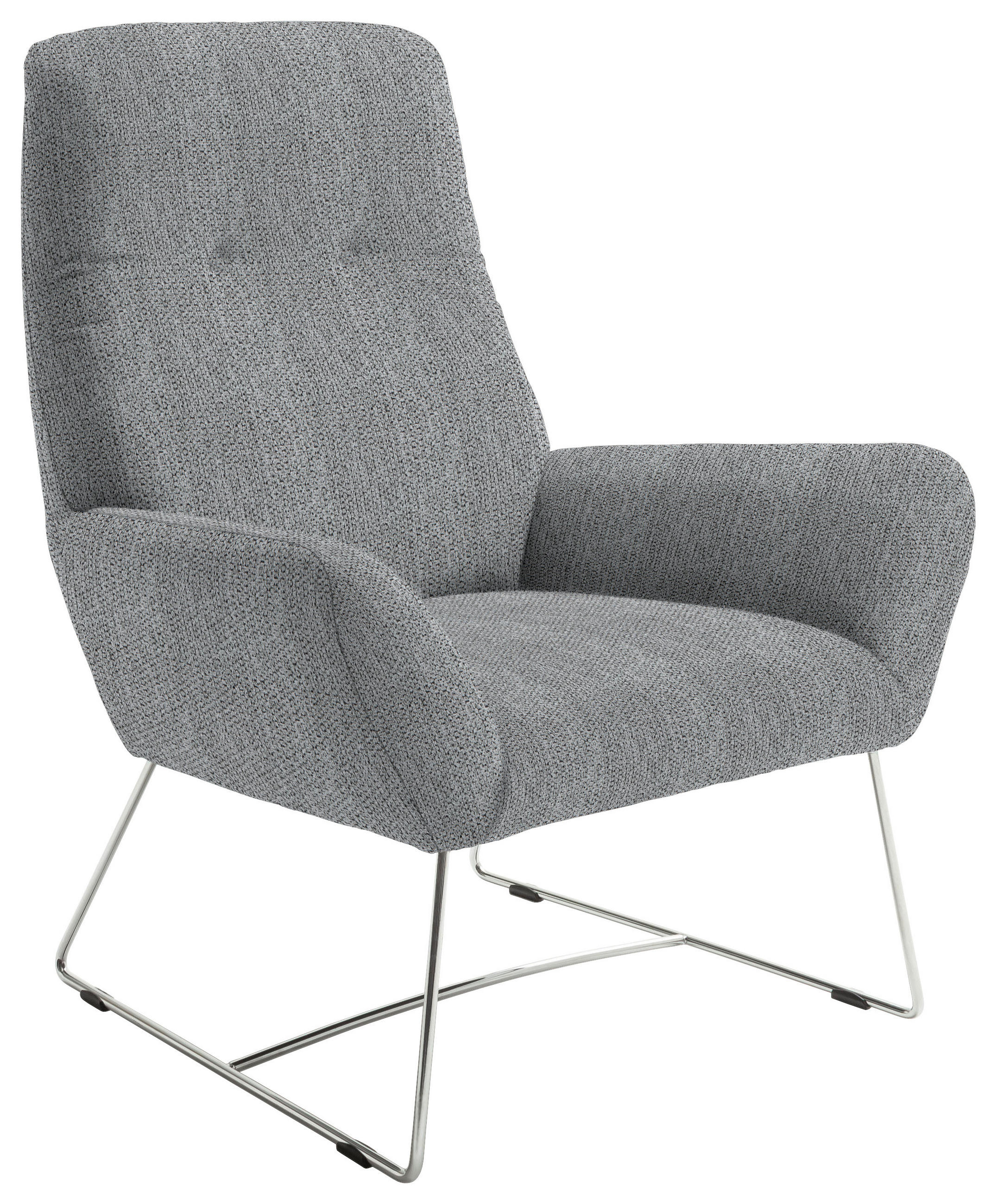 SESSEL in Flachgewebe Grau  - Chromfarben/Grau, Design, Textil/Metall (82/102/81cm) - Pure Home Lifestyle