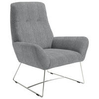 SESSEL in Flachgewebe Grau  - Chromfarben/Grau, Design, Textil/Metall (82/102/81cm) - Pure Home Lifestyle