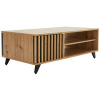 COUCHTISCH in Metall, Holzwerkstoff  - Eichefarben/Schwarz, LIFESTYLE, Holzwerkstoff/Metall (110/60/39cm) - MID.YOU