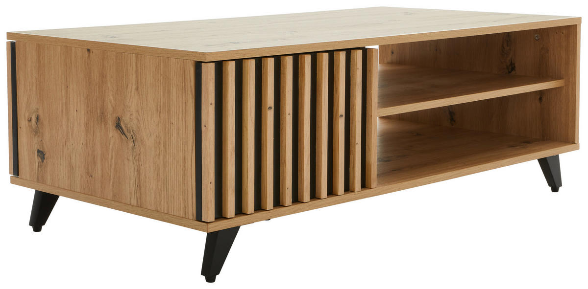 COUCHTISCH in Metall, Holzwerkstoff  - Eichefarben/Schwarz, LIFESTYLE, Holzwerkstoff/Metall (110/60/39cm) - MID.YOU