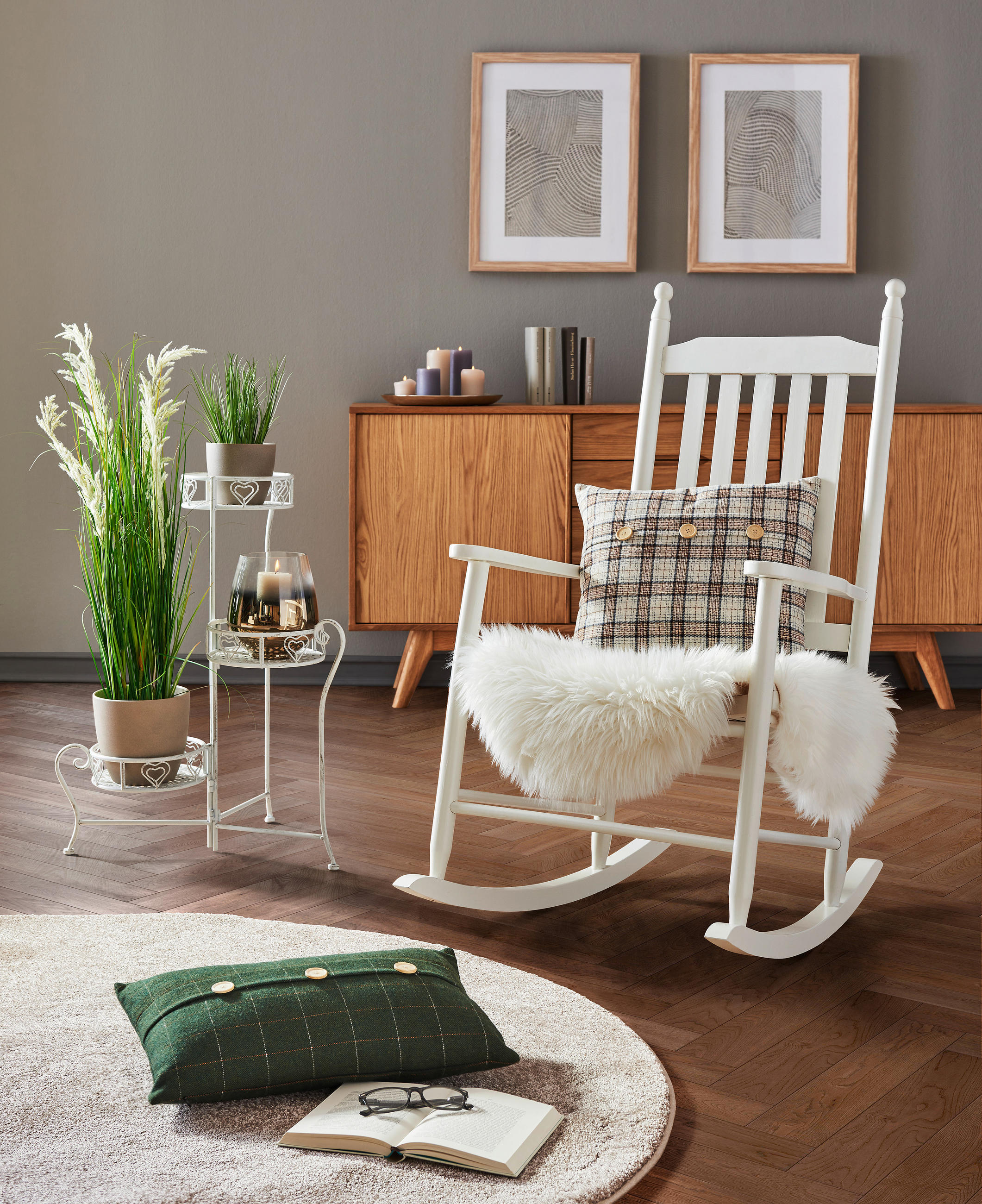 STOJAN NA KVĚTINY, bílá - bílá, Trend, kov (23/64/23cm) - Ambia Home