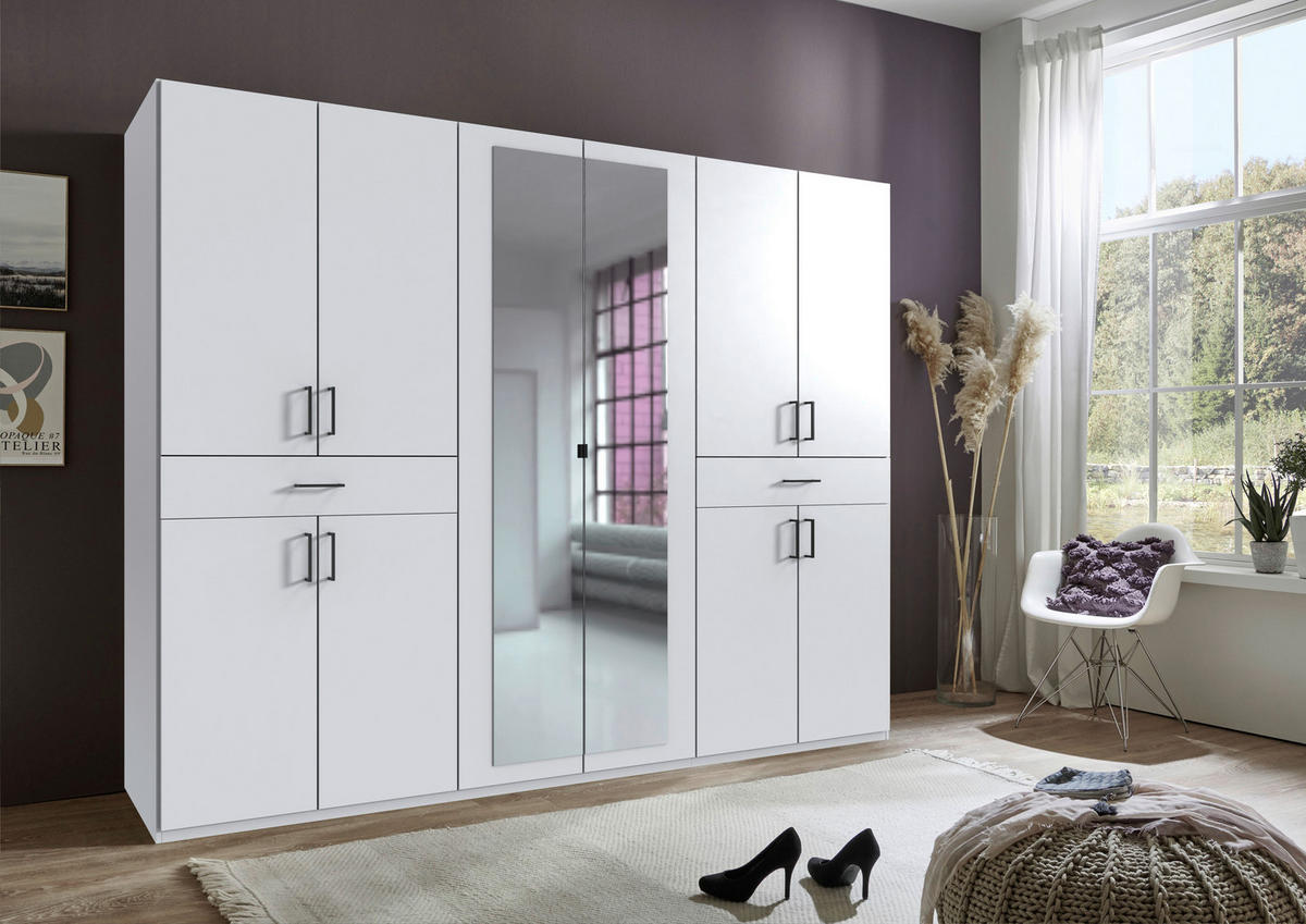 DREHTÜRENSCHRANK 270/208/58 cm 10-türig Weiß  - Schwarz/Weiß, KONVENTIONELL, Glas/Holzwerkstoff (270/208/58cm) - Boxxx