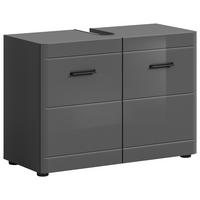 SKŘÍŇKA POD UMYVADLO, vysoce lesklá šedá, šedá, 80/56/34 cm - šedá/černá, Moderní, kompozitní dřevo/plast (80/56/34cm) - MID.YOU