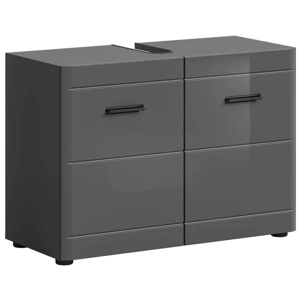 MID.YOU SKŘÍŇKA POD UMYVADLO, vysoce lesklá šedá, šedá, 80/56/34 cm