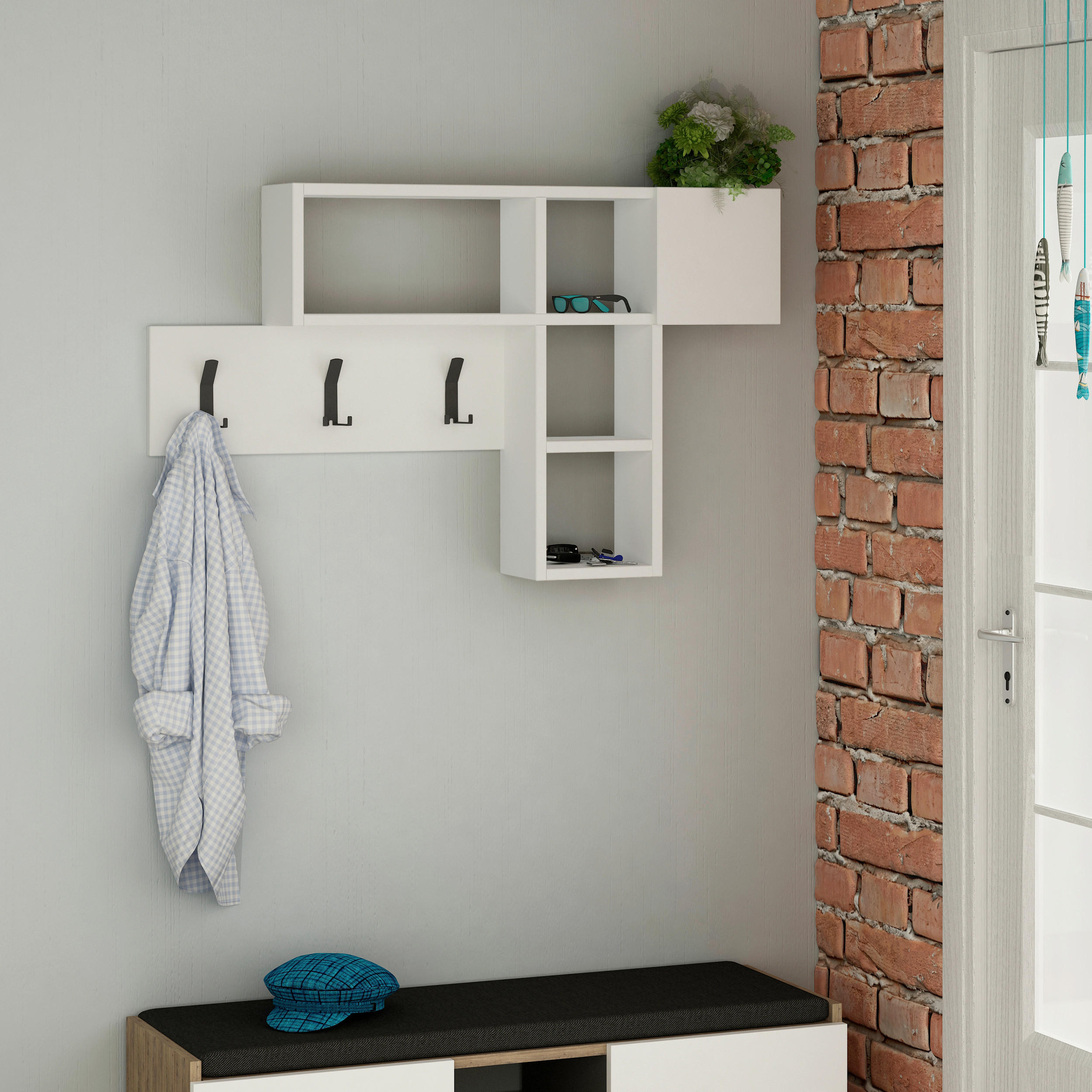 WANDGARDEROBE  in Weiß  - Weiß, Design, Holzwerkstoff (99.5/61/15cm) - Livetastic