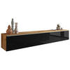 LOWBOARD Vera  in 180/30/33 cm  - Schwarz Hochglanz/Eiche Wotan, Lifestyle, Holzwerkstoff/Kunststoff (180/30/33cm) - P & B