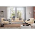 3-SITZER-SOFA in Mikrofaser Creme  - Creme/Schwarz, KONVENTIONELL, Textil/Metall (230/100/101cm) - Hom`in