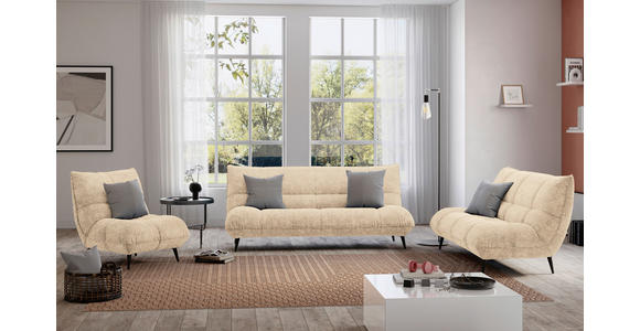 3-SITZER-SOFA Mikrofaser Creme  - Creme/Schwarz, KONVENTIONELL, Textil/Metall (230/100/101cm) - Hom`in