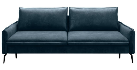 SCHLAFSOFA  mit Liegefunktion, Rücken echt Chenille Blau  - Blau/Schwarz, KONVENTIONELL, Textil/Metall (223/89/107cm) - Carryhome