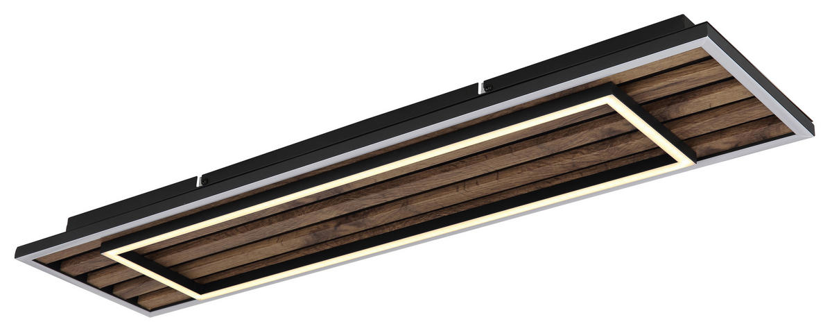 LED-DECKENLEUCHTE 80/20/6 cm   - Dunkelbraun/Schwarz, Natur, Holzwerkstoff/Kunststoff (80/20/6cm) - Globo