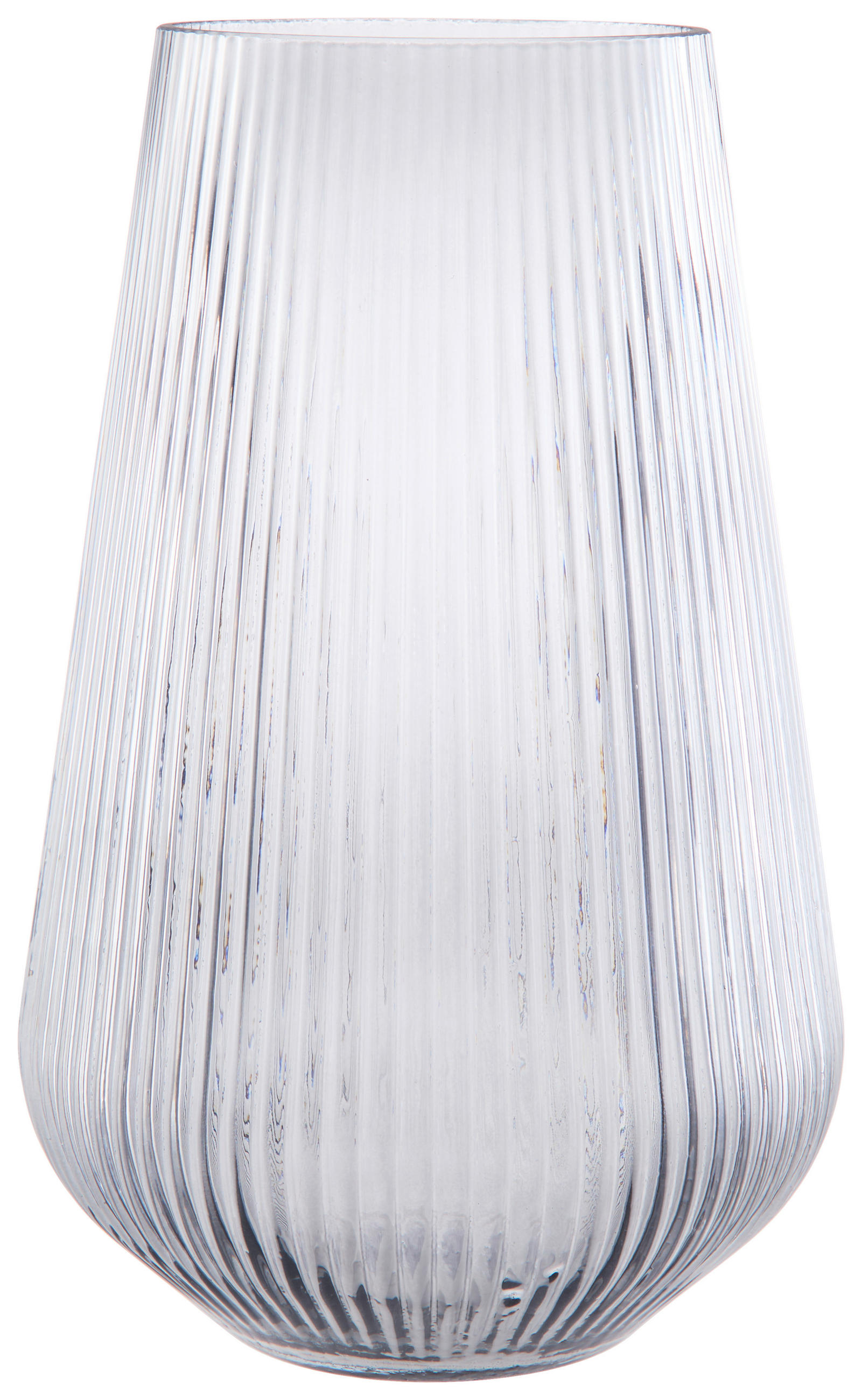 VÁZA, sklo, 28 cm - sivomodrá, Basics, sklo (18/18/28cm)