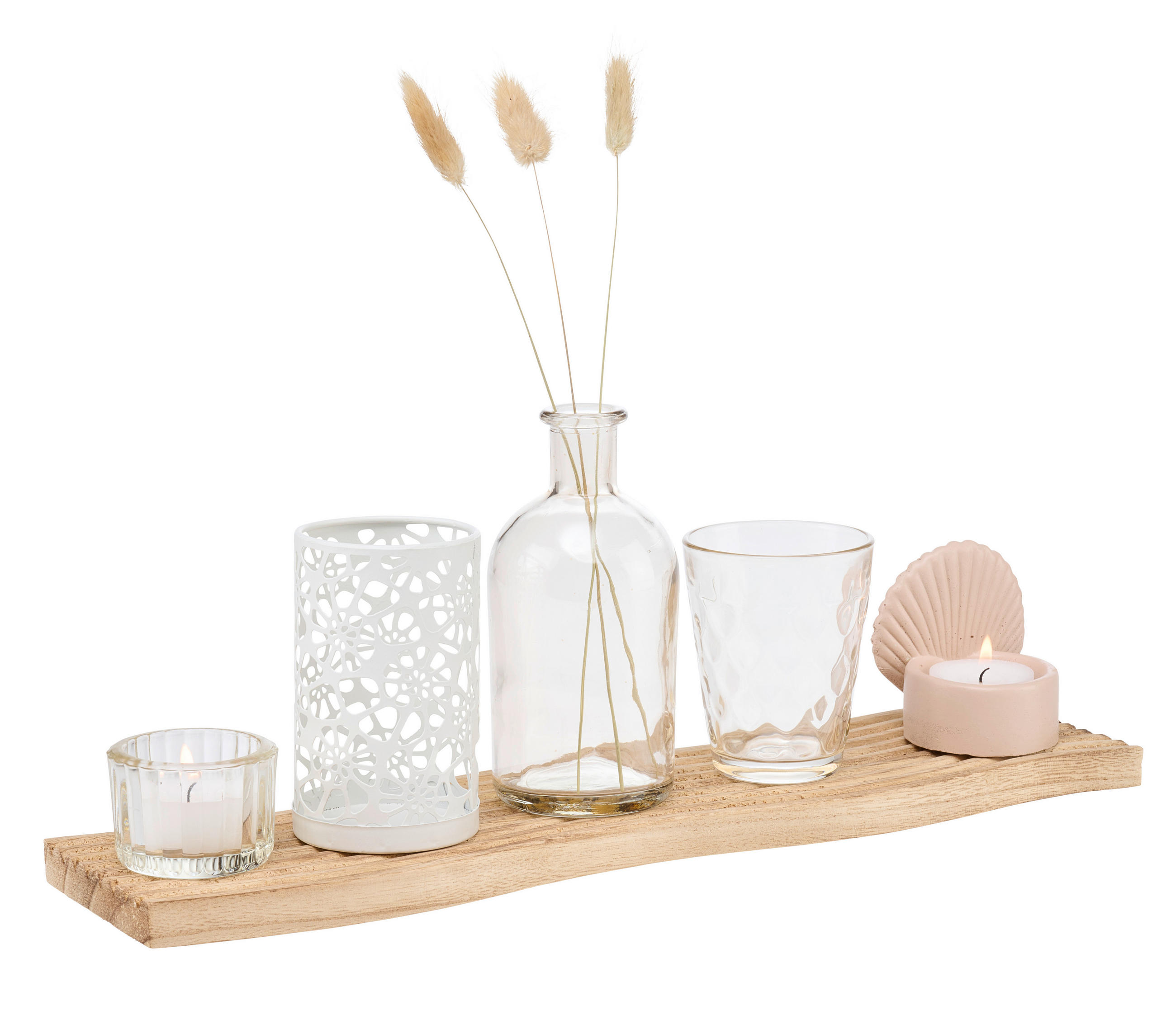 SET SVEĆNJAKA  drvo, metal, staklo, kamen, prirodni materijali  - višebojna, Lajfstajl, kamen/staklo (39/10,5/14,5cm) - Ambia Home