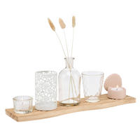 SET SVEĆNJAKA  drvo, metal, staklo, kamen, prirodni materijali  - višebojna, Lajfstajl, kamen/staklo (39/10,5/14,5cm) - Ambia Home