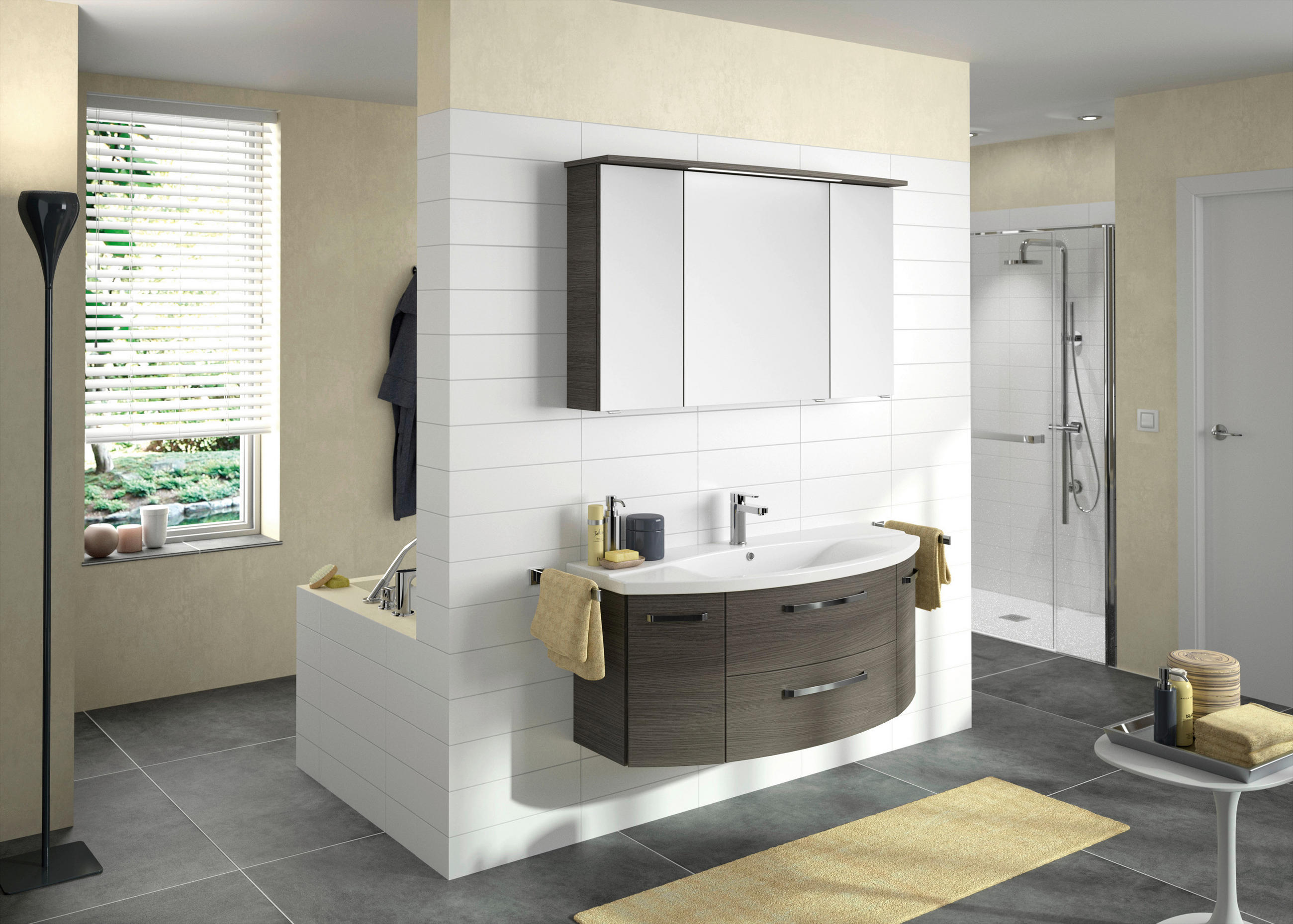 BADEZIMMER 3-teilig  in 120,5 cm  - Chromfarben/Graphitfarben, MODERN, Glas/Keramik (120,5cm) - Sadena