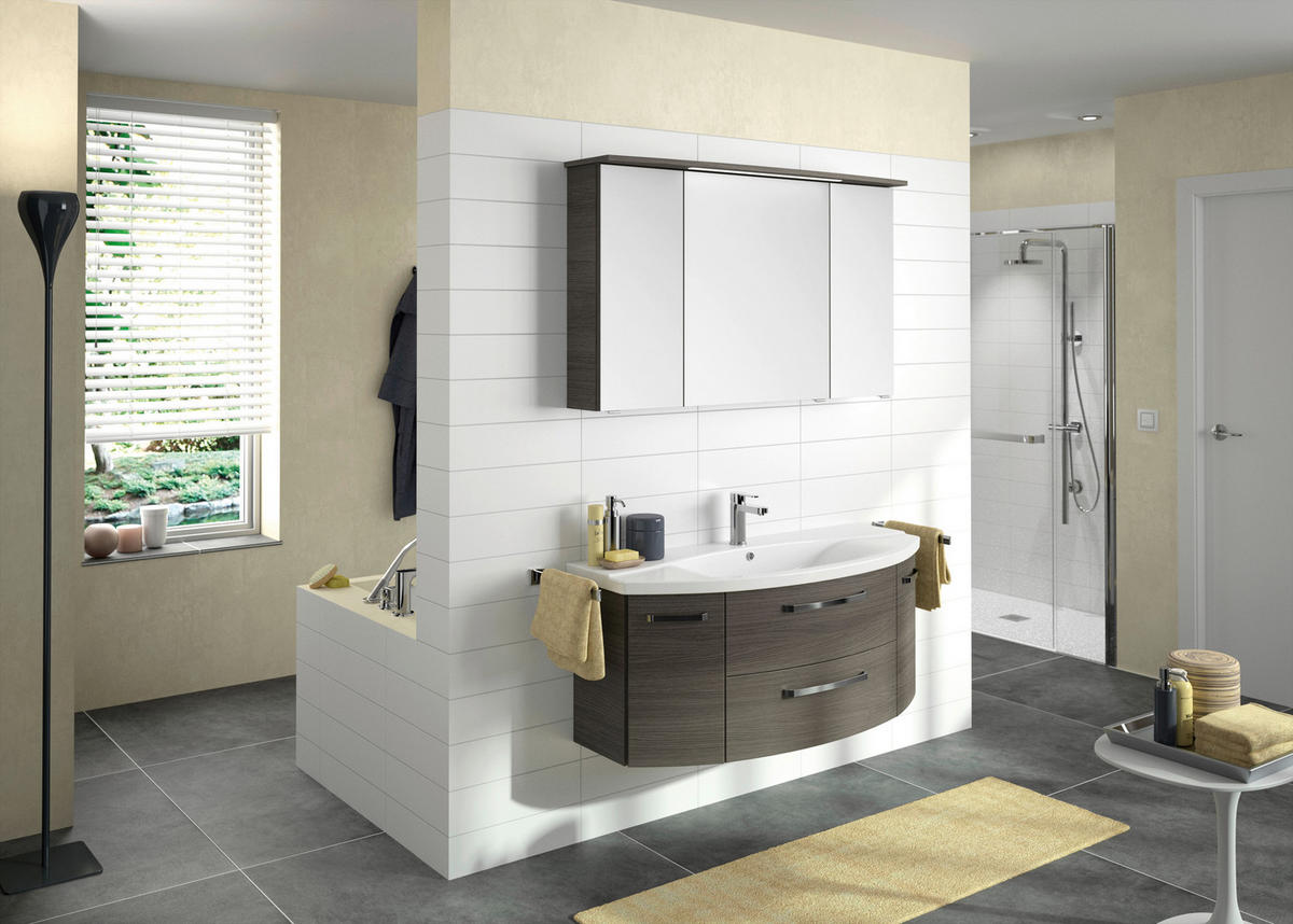 BADEZIMMER 3-teilig  in 120,5 cm  - Chromfarben/Graphitfarben, MODERN, Glas/Keramik (120,5cm) - Sadena