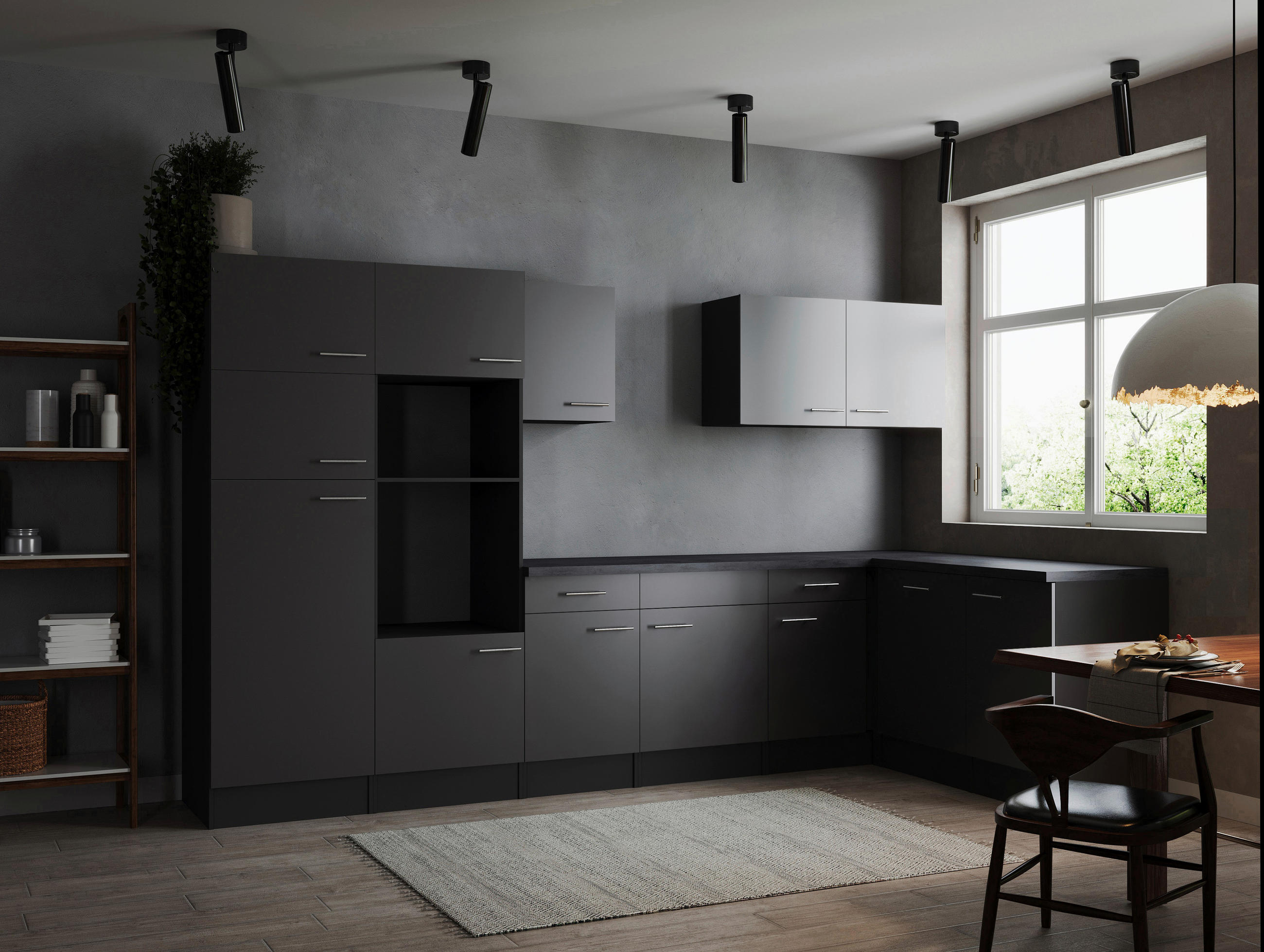 HÖRNKÖK 340/172 cm i grå - silver/grå, Design, metall/trämaterial (340/172cm) - Respekta