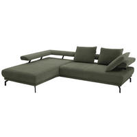 ECKSOFA in Chenille Olivgrün  - Schwarz/Olivgrün, Design, Textil/Metall (224/305cm) - Dieter Knoll
