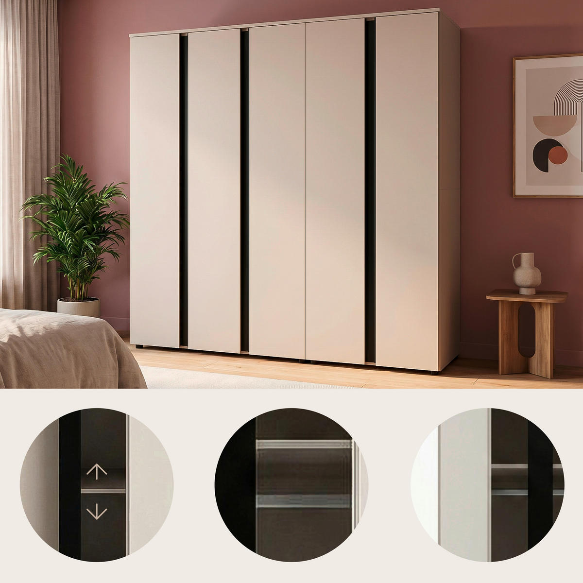 DREHTÜRENSCHRANK in Kaschmir  - Kaschmir, ROMANTIK / LANDHAUS, Holzwerkstoff (200/184/52cm) - Livetastic