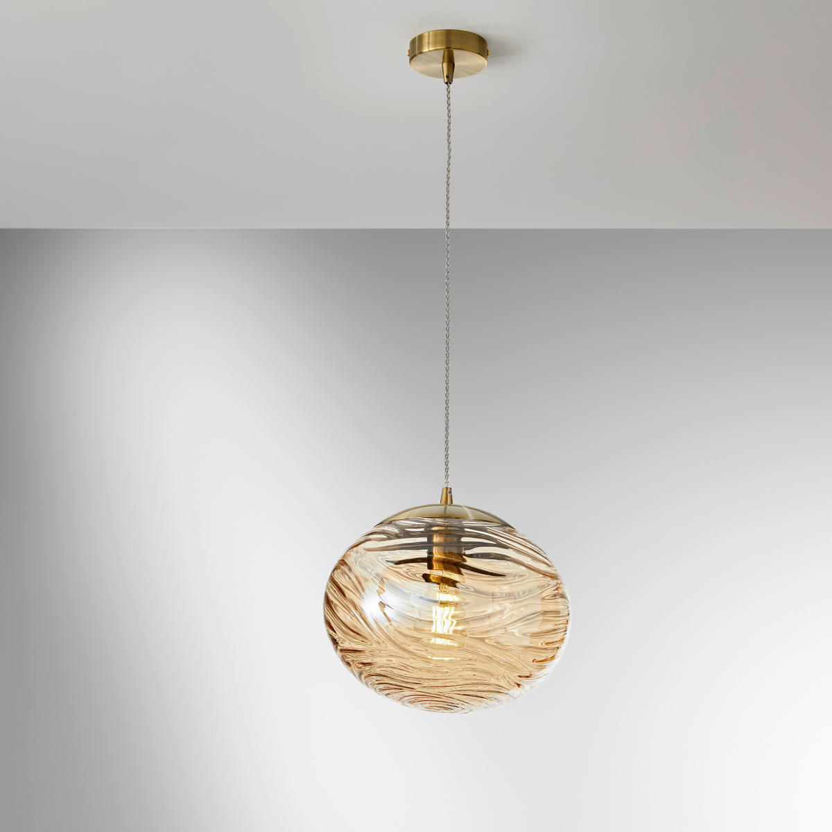 HÄNGELEUCHTE Luce Ambiente e Design 24,8/149,7 cm   - Goldfarben/Bernsteinfarben, LIFESTYLE, Glas/Metall (24,8/149,7cm)