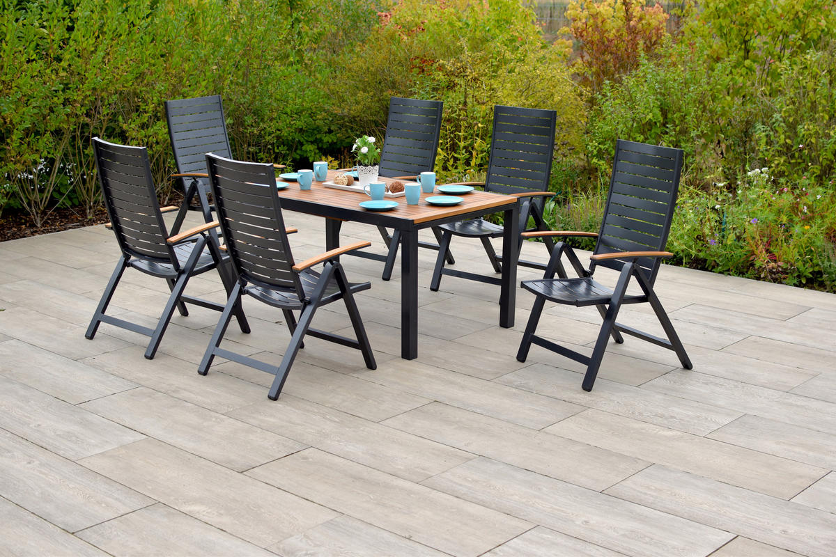 GARTENSET Akazie massiv Aluminium  - Graphitfarben/Naturfarben, MODERN, Holz/Metall - Gardenson