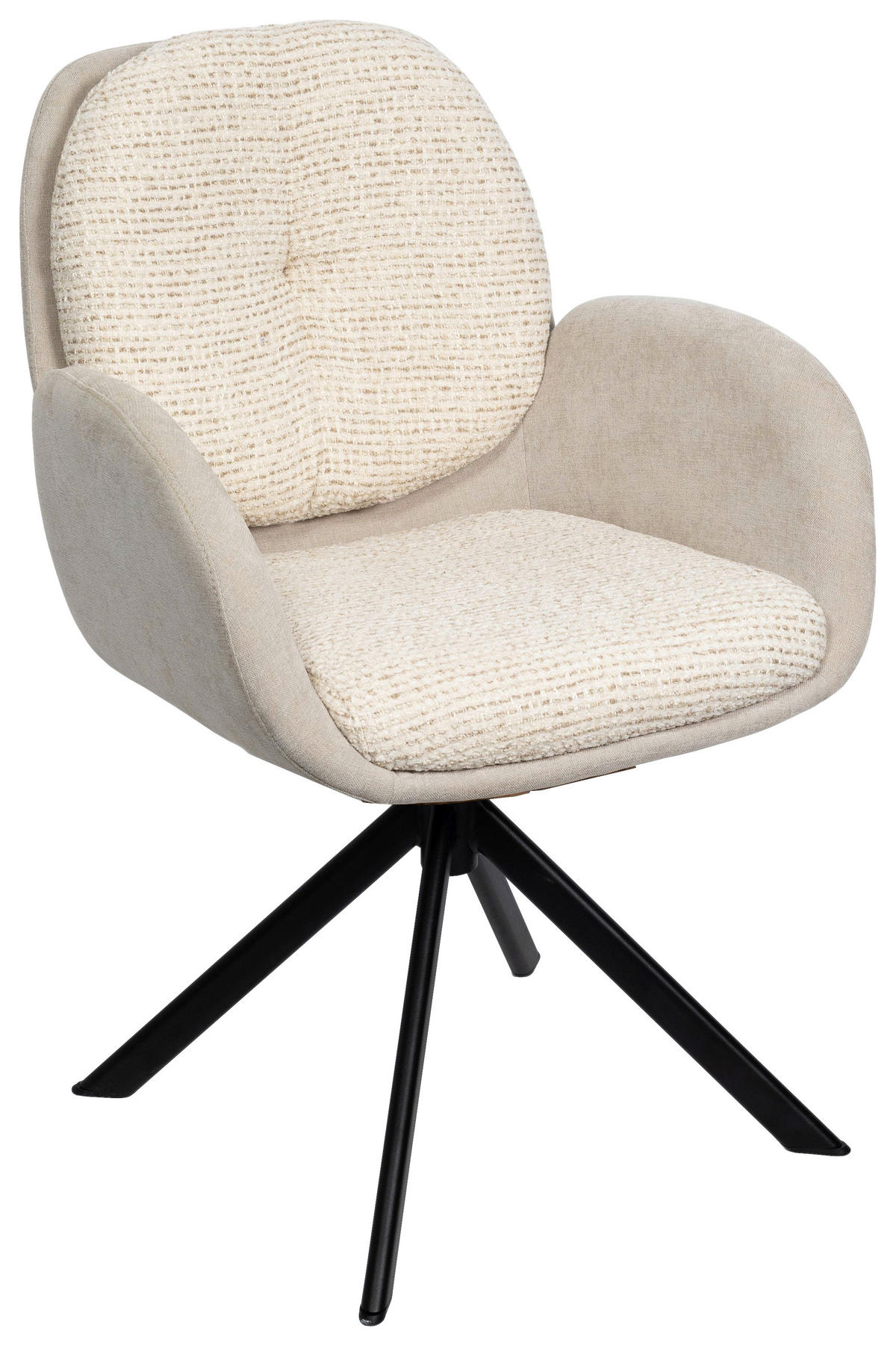 ARMLEHNSTUHL  in Eisen Webstoff  - Beige/Schwarz, Design, Textil/Metall (59/90/64cm) - Linea Natura