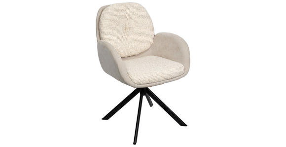 ARMLEHNSTUHL  in Eisen Webstoff  - Beige/Schwarz, Design, Textil/Metall (59/90/64cm) - Linea Natura