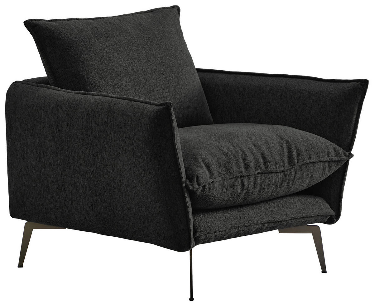 SESSEL Webstoff Schwarz    - Schwarz, Design, Textil/Metall (96/84/100cm) - Livetastic